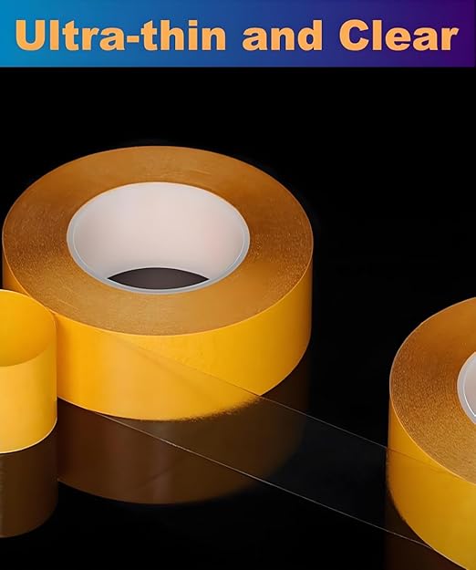 Ultra-Thin Clear Double Sided Adhesive Tape 2 Inch x 85FT Heavy Duty Two Side Strong Sticky Mounting Tape, for DIY Arts & Crafts, Rug Non-slip, Anti Cat Scratch, Paste Wall Decoration, CNC Woodworking