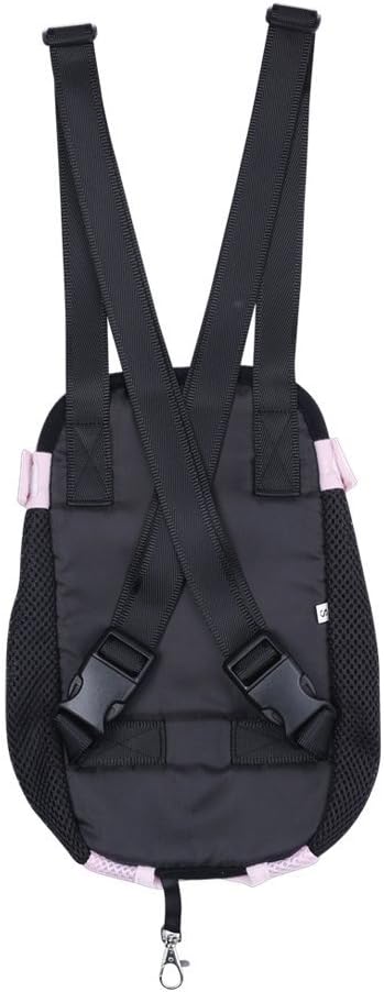 Pet Dog Puppy Cat Carrier Five Holes Backpack Double Shoulder Straps Canvas Cotton Front Chest Backpack Bag(Black, Large)