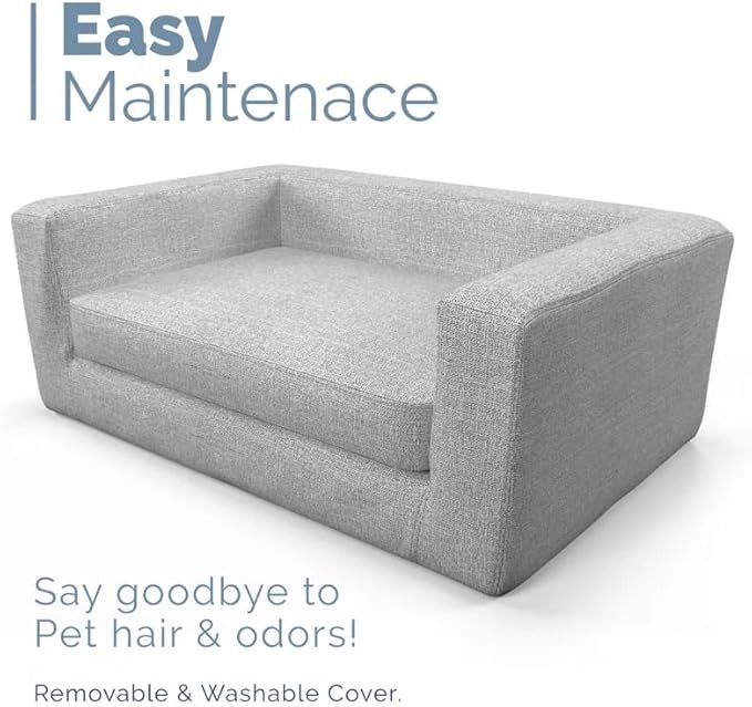 Premium and Luxury Elegant Dog Sofa Bed, Dog Bed, Dog Couches for Small to Medium Dogs with Removable Washable Cover, Elevated Dog Bed, Pet Furniture for Small to Medium Dogs, Gray
