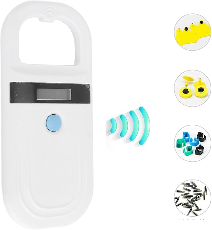 Sorandy Rechargeable EMID FDX B Portable Pet Microchip Scanner, Pet Chip Scanner, OLED Display with 134.2KHz, 128 Sets of Data, Ideal for Animal, Pigs, Dogs, Cats (White)