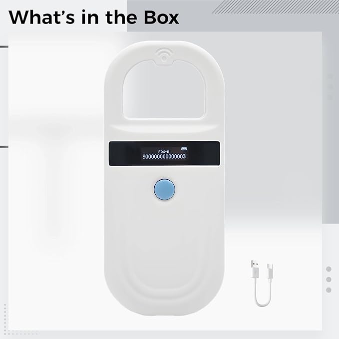 Pet Microchip Reader, Handheld Scanner 134.2Khz, 0-15 Cm Reading, OLED Display, Compatible with Emid Fdx-B, for Pet Identity Tracking