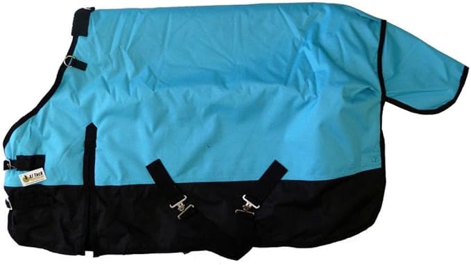 AJ Tack 1200D Waterproof Winter Pony Blanket - 300g Heavyweight Turnout with Fleece Collar, Shoulder Gussets & Tail Flap - Black 52"
