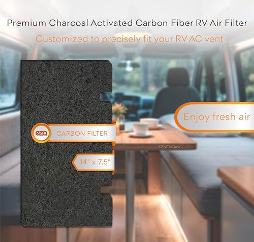 RV Premium Charcoal Activated Carbon Fiber Air Conditioner Filter - 14" x 7.5" Air Duct AC Carbon Filter Replacement for RV Dometic Air Grille 3313107.103, 3105012.003 (6-Pack)