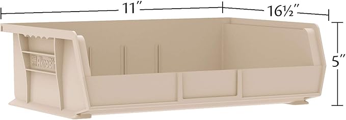 Akro-Mils 30255 AkroBins Plastic Storage Bins, Space-Saving Stackable Bins for Garage, Pantry, Craft Organization, 11-" x 16-" x 5-", Green, 6-Pack