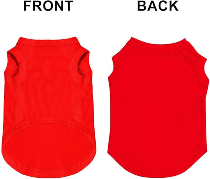 Custom Dog Shirt Pet T Shirts for Small Medium Large Dogs Customized Clothes with Image Logo Text Breathable Sleeveless Tank Top Personalized Outfits Puppy Apparel Red, XS