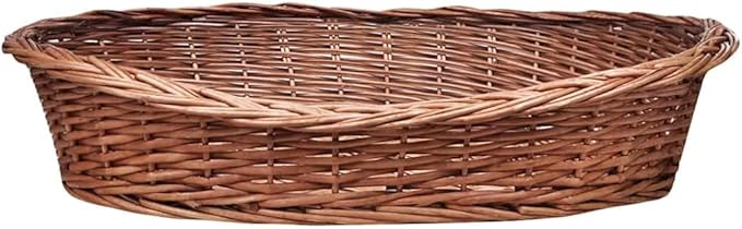 Natural Willow Dog Basket Oval Pet Bed for Small Medium Breeds Lightweight Indoor Outdoor Use Durable Rustic Design Cozy Comfortable Spot