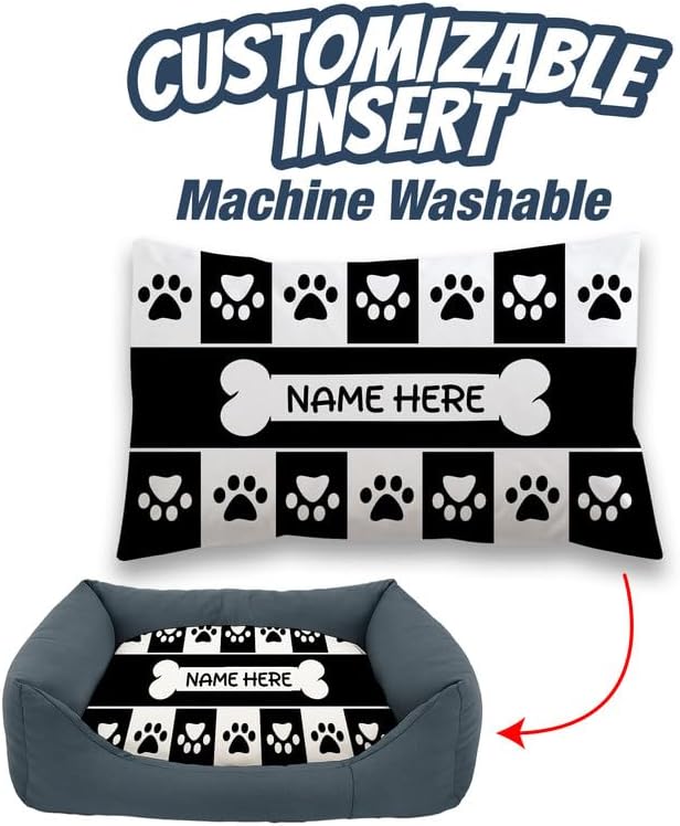 Ships Next Day, Made in USA - Customizable Dog Bed - Personalized Pet Cushion with Design Choice & Add Pet's Name - 3 Sizes - Unique Gift for Puppy or Dog Lovers (27.5x23.5 Inches)