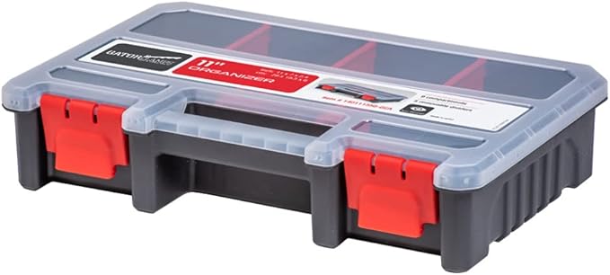 Compact Parts Organizer Box – Small Hardware Storage Case with 9 Compartments & 5 Dividers – Durable Nylon Screw, Bolt, Craft Organizer for Toolbox, Drawer, or Garage Use