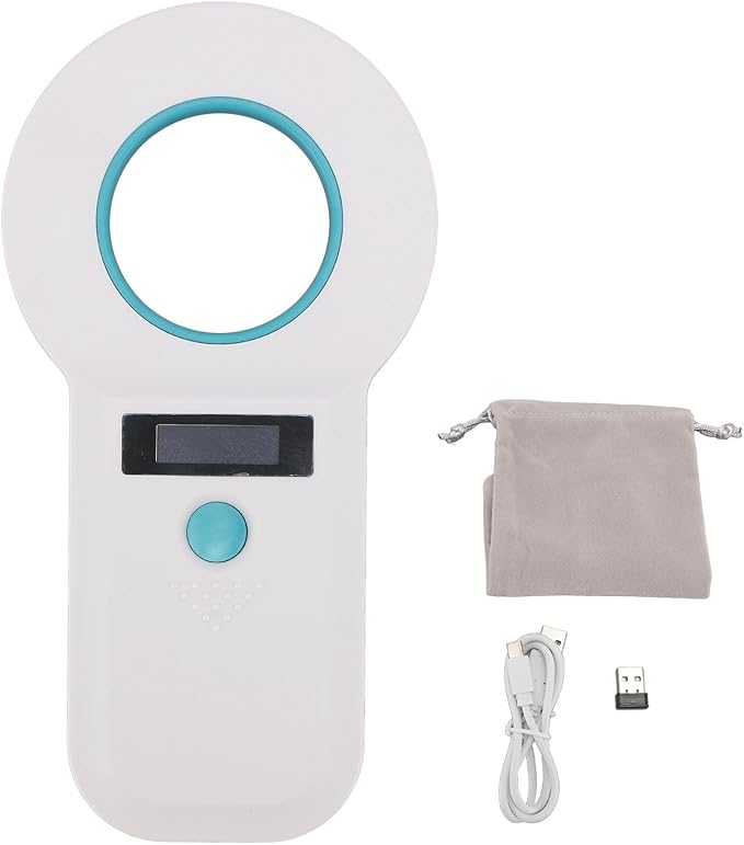 aqxreight Pet Chip Scanner Animal Tag Reader USB Interface 15 Digits Microchip Recognizer for Cats Dogs 128 Data Storage Black Your Which Microchip Efficient Reliable Obtain Can This (White)