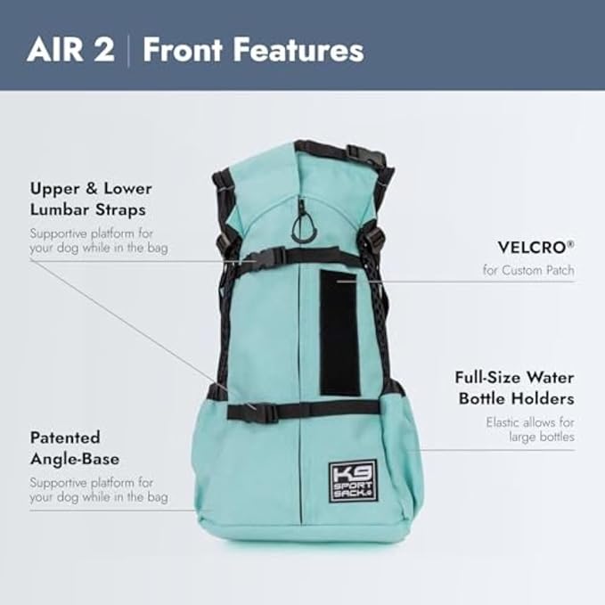 K9 Sport Sack Air 2 - Large, Summer Mint - Ideal for Dogs with 20-22” Back Length - Durable, Breathable Backpack-Style Carrier - Perfect for Walks, Short Hikes & Public Transportation