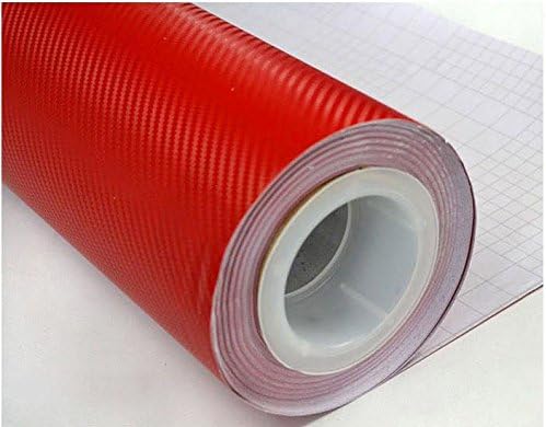 F & B LED LIGHTS Red 3D Carbon Fiber Film Twill Weave Vinyl Sheet Roll Wrap (36" X 60", Red)
