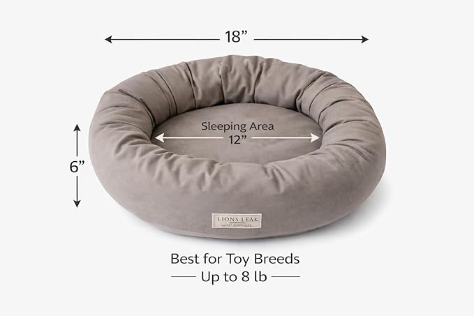 Organic Cotton Canvas Dog Bed: Removable Cover, Natural Fill - Made in USA (Gray, X Small 18" x 6" inches)