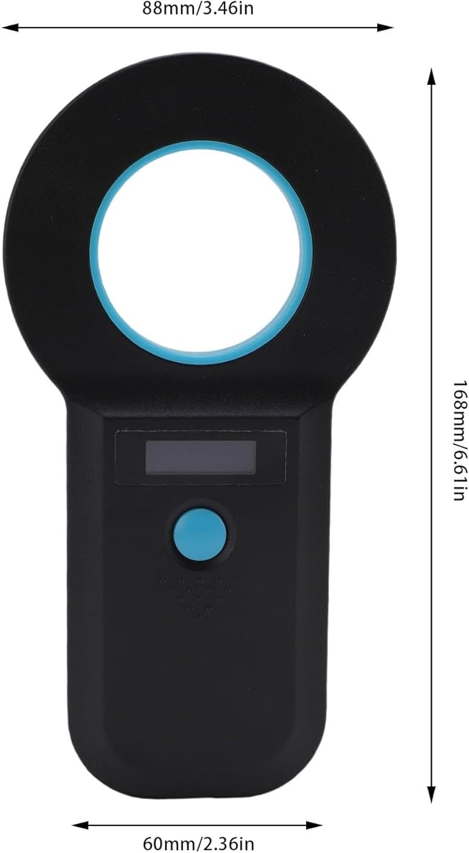 Pet Microchip Scanner, 15 Digits Animal Chip ID Scanner, EMID Microchip Reader with FDX B ISO11784 85 Support, Ideal for Dogs, Cats, Pigs & Animal Identification (Black)