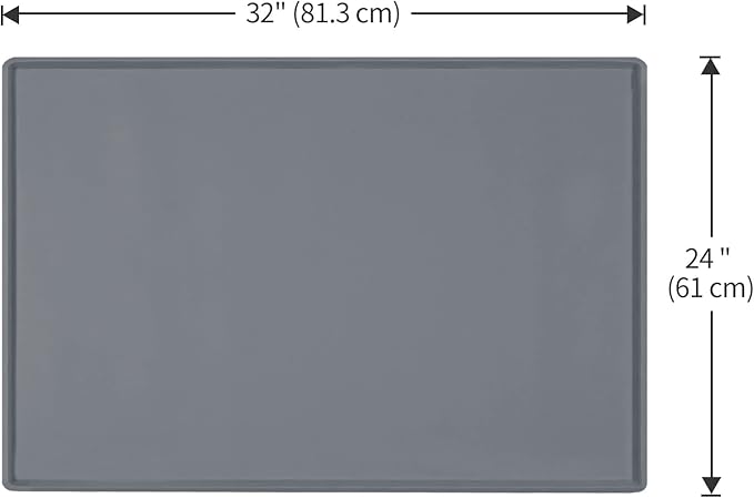 Dog Food Mat,Silicone Waterproof Food Tray,Non Slip Pet Bowl Mats Placemat,1" Raised Edge,Suitable for Most Small and Medium Sized Pets,32" x 24"