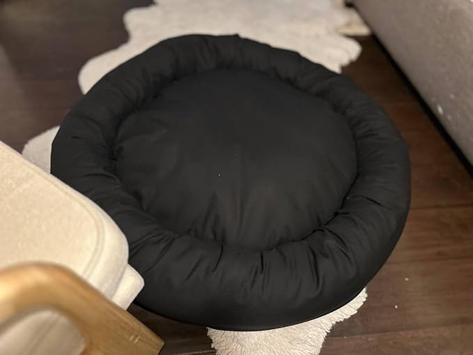 Organic Cotton Canvas Dog Bed: Removable Cover, Natural Fill - Made in USA (Black, X Large 42" x 8" inches)