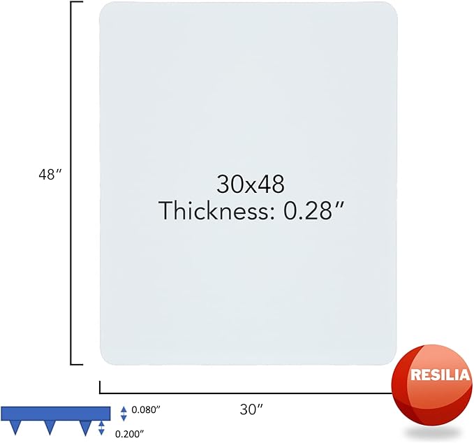 RESILIA Under Pet Cage Mat for Bird Cages, Reptile Aquariums, Dog Kennels, Water-Resistant Pad for Carpeted Floors and Surfaces, 30 Inches x 48 Inches, Clear