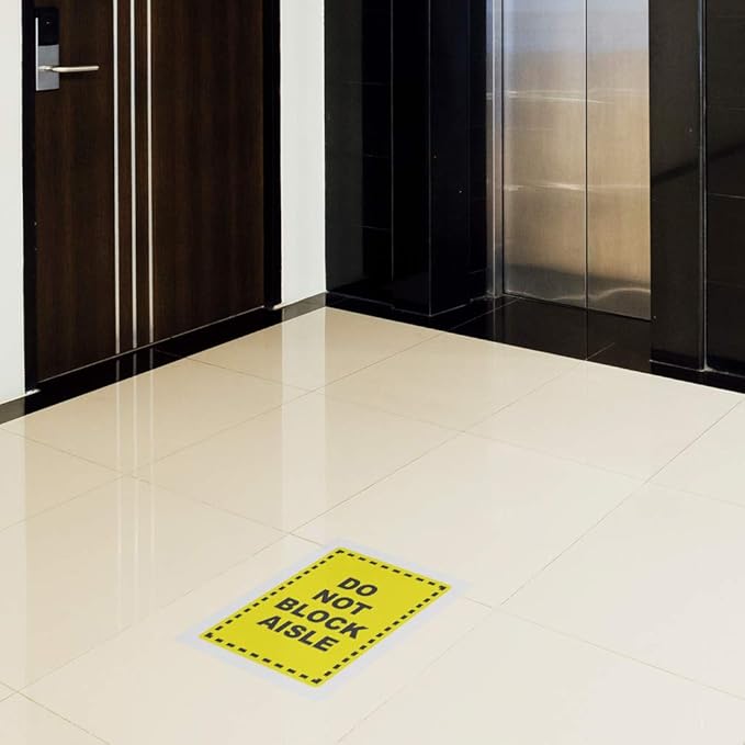 Do Not Block Floor Decals Aisle Yellow Anti-Slip Vertical Shape Lifestyle Industrial Door Signs Stickers 17Inches Longer Side