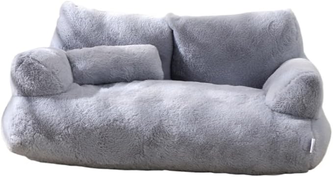 Soft Fluffy Self-Warming Cat Bed | Washable Pet Sofa for Indoor Cats & Small Dogs | Cute Princess-Inspired Kitten Couch & Puppy Bed(Gray,35.43''*22.05''*11.81'')