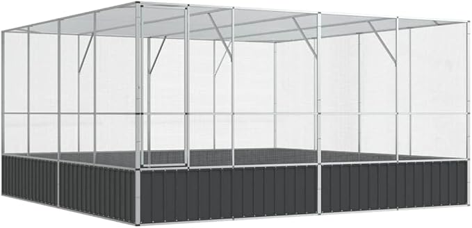 Outdoor Aviary Bird Cage, Galvanized Steel Outside Ample Activity Space Birdcage, 164.6"x163"x83.5", -262