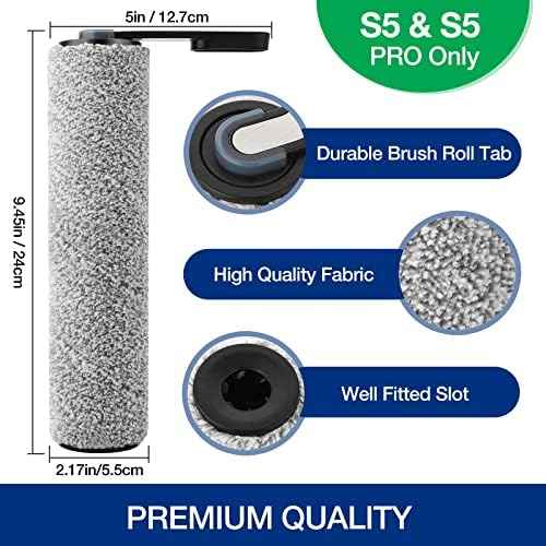 Roller Brush Replacement & Vacuum Filters for Tineco Floor ONE S5, 2 Each