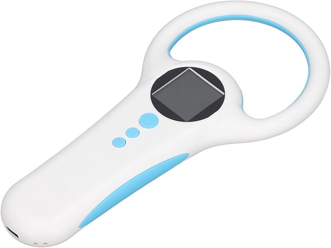 Pet Microchip Reader with Dual Frequency 134.2KHZ / 125KHZ, 100ms Recognition, 500 Record Storage, Handheld Pet ID Scanner for Animal Management