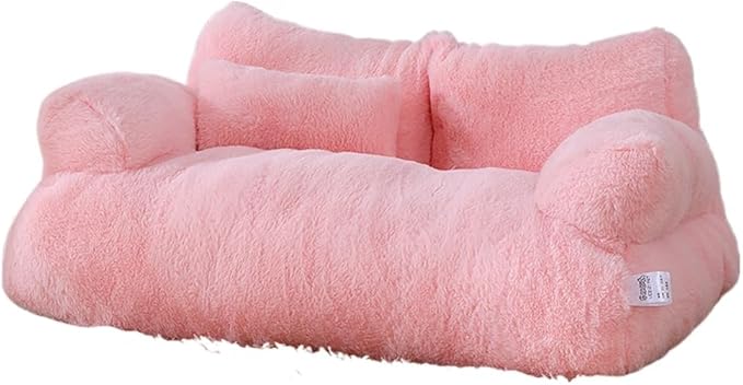 Soft Fluffy Self-Warming Cat Bed | Washable Pet Sofa for Indoor Cats & Small Dogs | Cute Princess-Inspired Kitten Couch & Puppy Bed(Pink,29.53''*20.08''*11.02'')