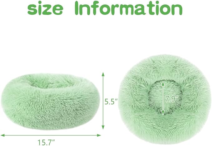 otoez Kitten Puppy Bed Extra Small XS Round Dog Cat Beds Anti Anxiety Plush Pet Calming Donut Bed with Non-Slip Waterproof Bottom, Washable (15.7",Teal)