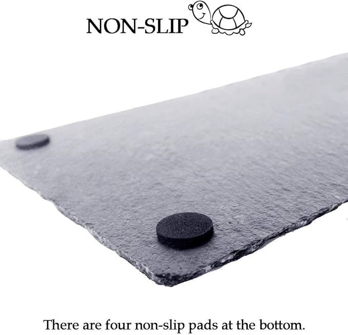 kathson Reptile Basking Platform (7.9 x 11.8 inches), Natural Rock Plate Turtle Food Bowl Feeding Dish Resting Terrace Habitat Decor for Tortoise Turtle Lizard Bearded Dragon Crested Gecko Snake