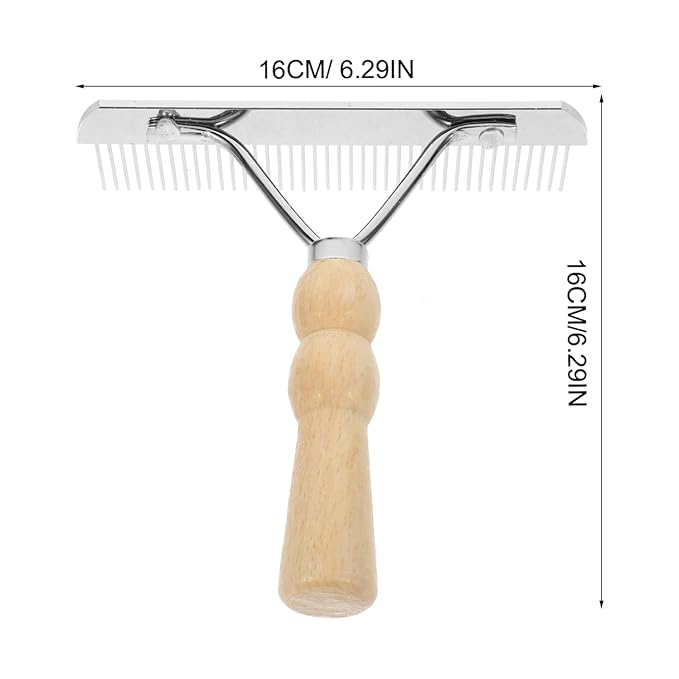 iplusmile Horse Hair Comb with Wooden Handle Ergonomic Non-Slip Pet Grooming Brush for Horses and Dogs Shedding Fur Removal Durable Cleaning Accessory 6.29 Inch