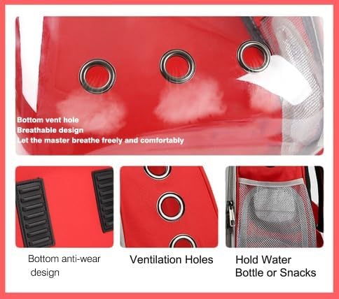 Backpack Pet Carriers - Pet Bubble Backpack,Pet Capsule Knapsack,Small Space Pet Travel Bag,Waterproof Breathable Pet Carrier Airline Approved,for Travel,Hiking,Walking & Outdoor Use (Red)