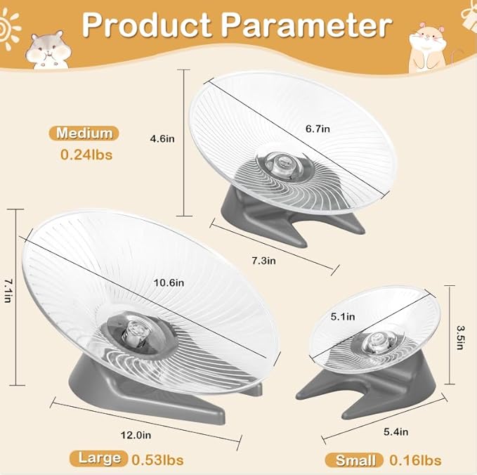 Hamster Flying Saucer Silent Running Exercise Wheel for Hamsters, Gerbils, Mice,Hedgehog and Other Small Pets Silent Running Wheel Hamster,Large