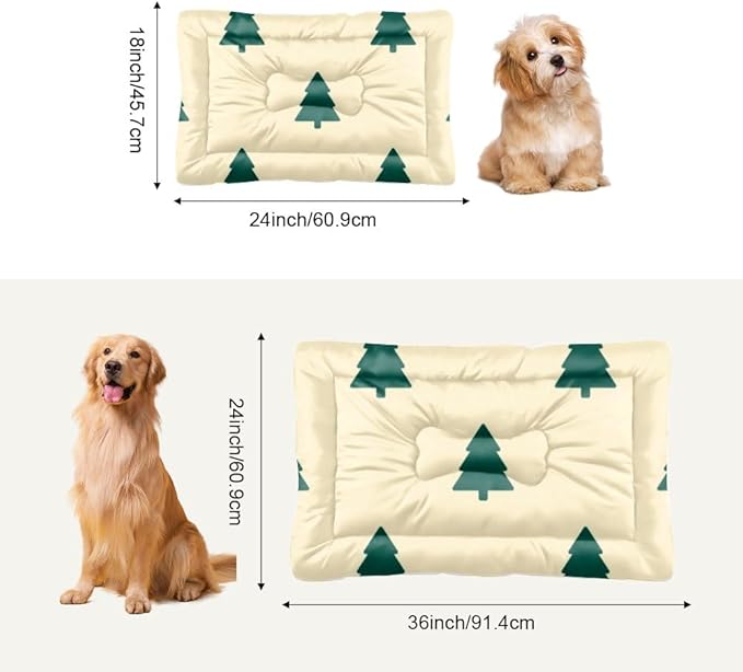 Holiday Minimal Tree Crate Dog Bed Washable Pet Mats Beds for Household Pets Winter Cozy Pet Bed Non- Slip Bottom Dog Friendly Furniture Multi- Scenario Cat Mat Gift Printed Mat 24× 18 Inch