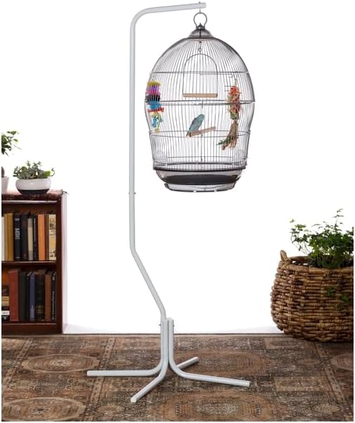 Baroque Brilliance Scrollwork Bird Cage with Intricate Design, Durable Metal Construction, Spacious Interior Gray