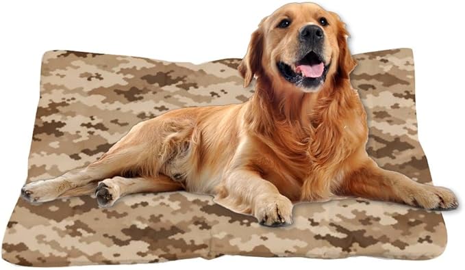 Desert Storm Brown Camo Dog Bed Furniture Pet Bed Mats Dog Cage Pad for Crate Small Washable Non-Slip Crate Senior Floor Mat Little Indoor Outdoor 24X18 Inch