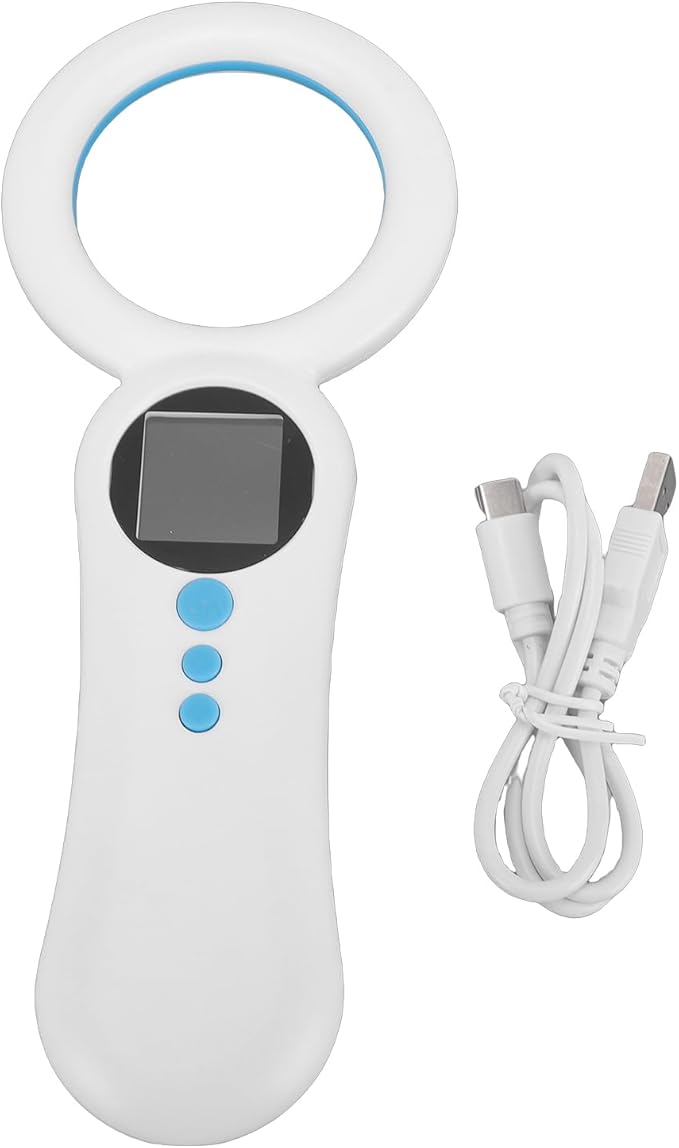Diyeeni Pet Microchip Reader, 500 Records Animal Chip ID Scanner, Animal ID Tag Handheld Reader for Dog Cat Pig, Support EMID & FDX B (ISO11784/11785) 134.2KHz/125KHz