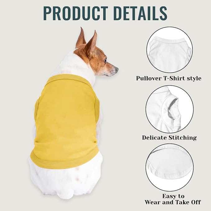 Custom Dog Shirt Pet T Shirts for Small Medium Large Dogs Customized Clothes with Image Logo Text Breathable Sleeveless Tank Top Personalized Outfits Puppy Apparel Yellow, M