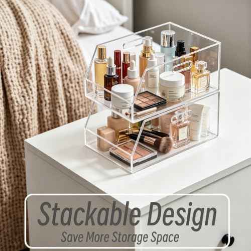 Gelite Stackable Storage Bins Open Front Clear Organizer Bins with