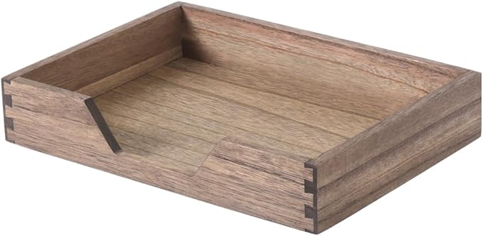 Wood Letter-Size Tray for Office Desktop Organizer - Wooden Front-Load Documents Tray for Mail, Paper, File, Magazine, Pen,Notebook Storage Paper Holder Trays Dark(DGTU-DK)