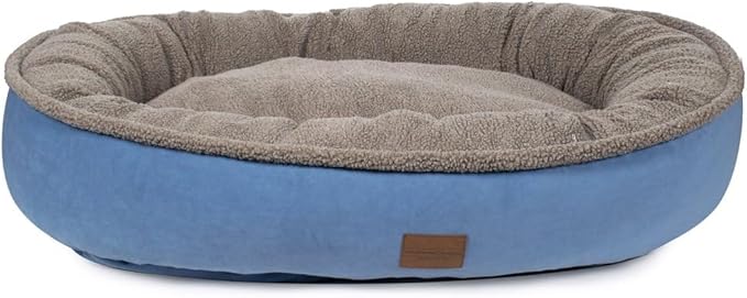 CAROLINA PET COMPANY Microfiber & Tipped Berber Comfy Cup Dog Bed - Blue, L