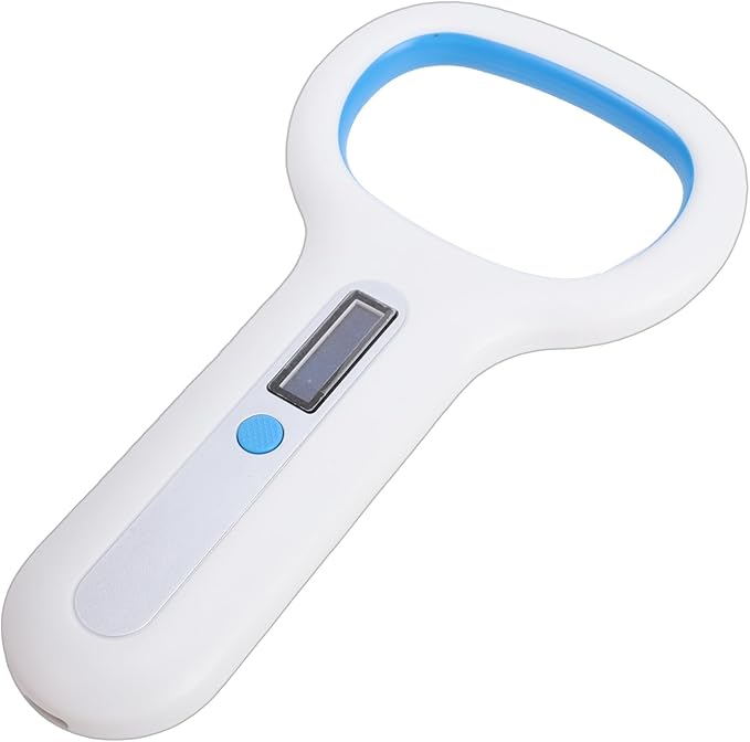 Pssopp Pet Microchip Scanner, Bluetooth Animal Tag Reader with 128 Data Storage and OLED Display for Dogs Cats Pigs Chickens Ducks Cattle Sheep (White)