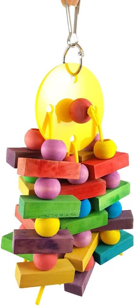 YF-ANEN Bird Chew Toys - Parrot Cage Bite Toy Wooden Blocks Bird Parrot Toy for Small and Medium Cockatoos and Various Birds