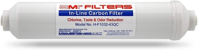 Inline Carbon Water Filter | 10" Length | 1/4" Quick Connect In/Out |