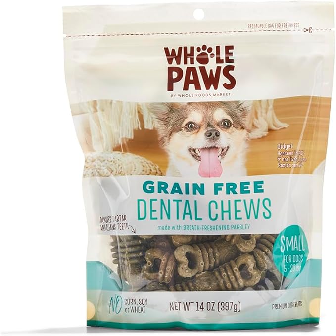 Whole Paws, Grain-Free Dog Dental Chews, Small (For Dogs 5-20 lbs), 14 Ounce