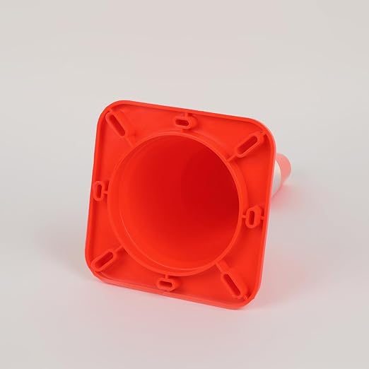 8 Pack All-PVC 1-Piece Traffic Cones, 360° Visible Fluorescent Orange-Red, No Base Separation for Parking, Sports, Driving Training, Construction Events