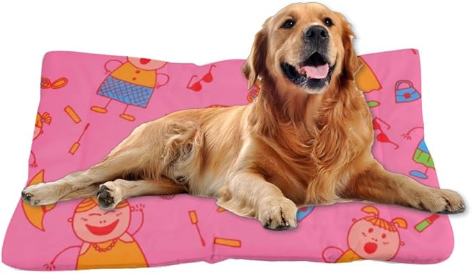 Cozy Cat Bed with Anti-Slip Bottom, Cute Girls Things for Dogs Kennel Pad Dog Bed for Camping Comfy Crate Mat Indoor& Outdoor Sofa Cars, Machine Washable 24 X 18 Inch