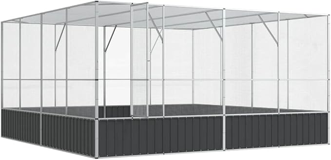 Outdoor Aviary Bird Cage, Galvanized Steel Outside Ample Activity Space Birdcage, 164.6"x163"x83.5", -262