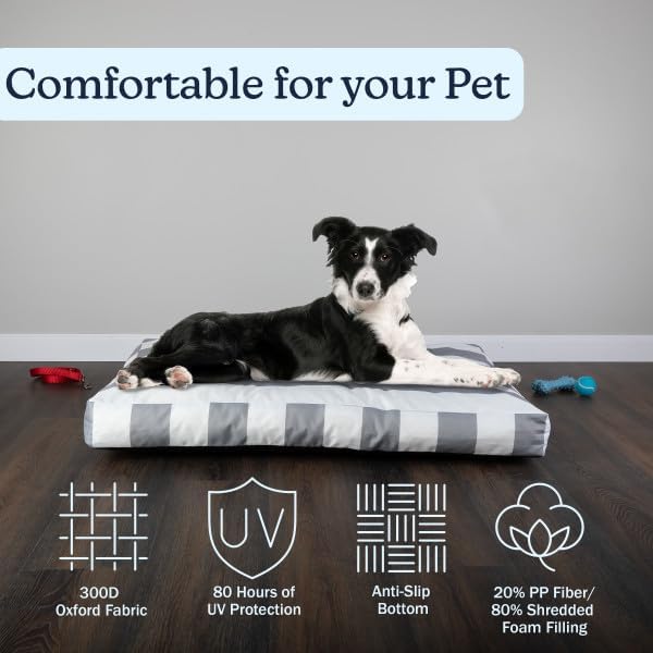 Dog Bed - Indoor/Outdoor Pet Bed with Removable Washable Cover and Non-Slip Bottom - 36in Medium Pet Mat for Dogs up to 70lbs - Water-Resistant Dog Mat by PETMAKER (Gray)