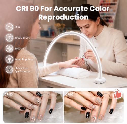 Yokilly Half Moon Light for Nail Desk: 23" Detachable Nail Light for Desk