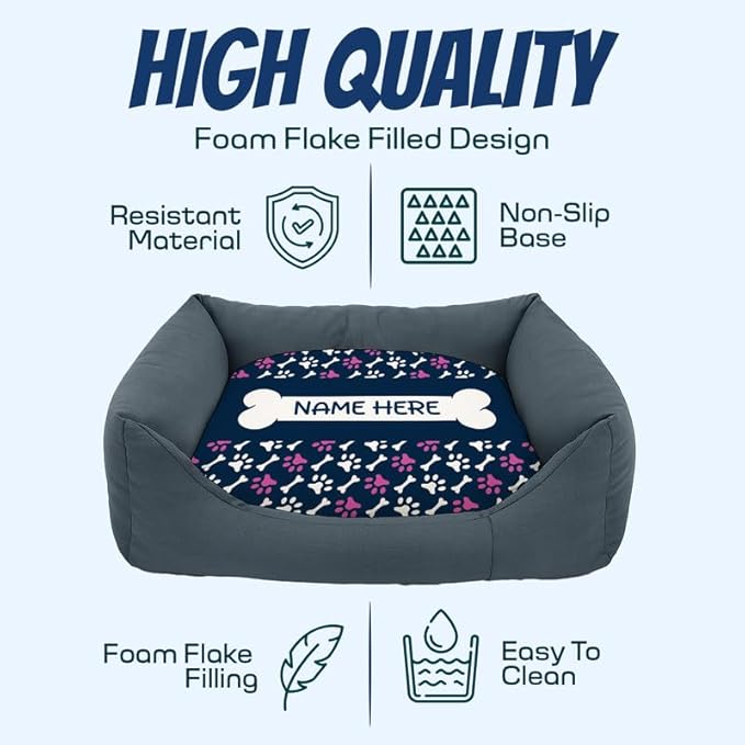 Ships Next Day, Made in USA - Customizable Dog Bed - Personalized Pet Cushion with Design Choice & Add Pet's Name - 3 Sizes - Unique Gift for Puppy or Dog Lovers (20x15.5 Inches)