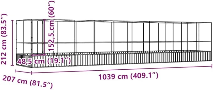 Steel Aviary with Extension, Large Bird Cage with Lockable Door, Aviary Spacious and Versatile Cage Ideal for Parakeets, Parrots, Lovebirds, Cockatiels, Pigeons, 409.1"x81.5"x83.5",-284